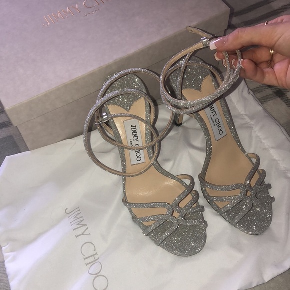 Jimmy choo silver glitter mimi heels 100mm - Picture 1 of 7